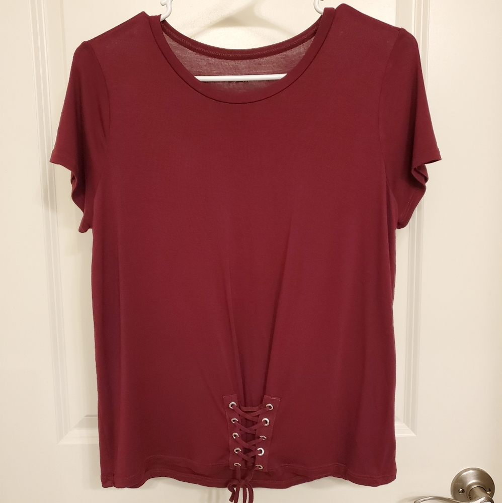 Art Class Girls Corset T-Shirt - burgundy